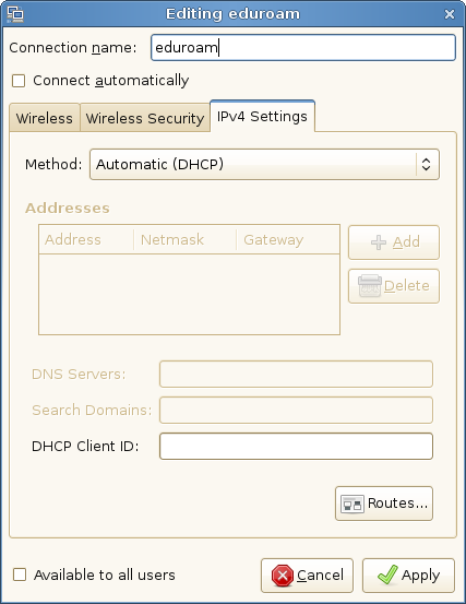 [OpenSUSE 11.1 nm-applet screenshot "IPv4 Settings"]